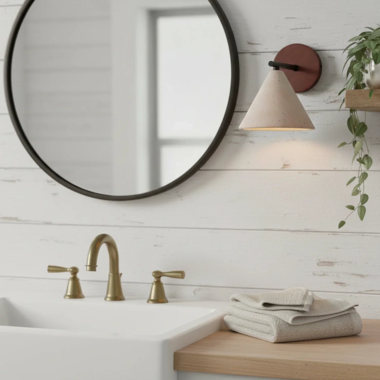 Vintage Travertine Cone Decorative Wall Sconce
