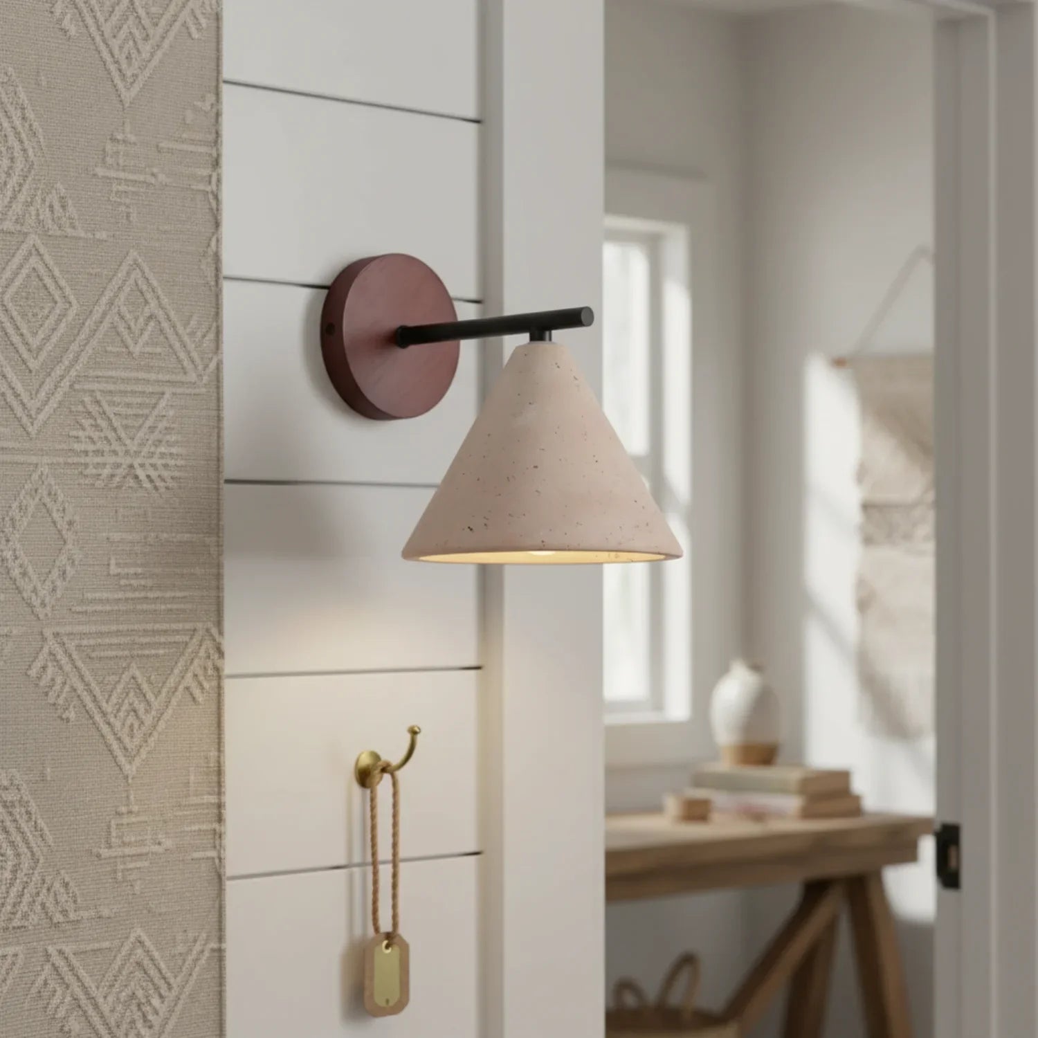 Vintage Travertine Cone Decorative Wall Sconce