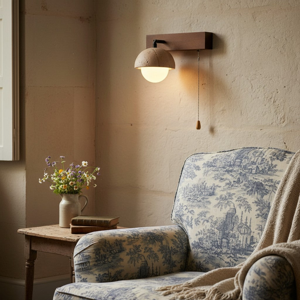 Contemporary Travertine Nut Design Wall Lamp