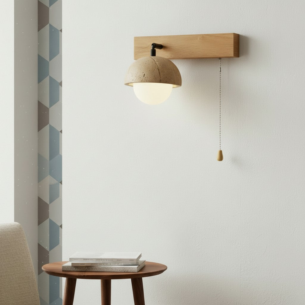 Contemporary Travertine Nut Design Wall Lamp