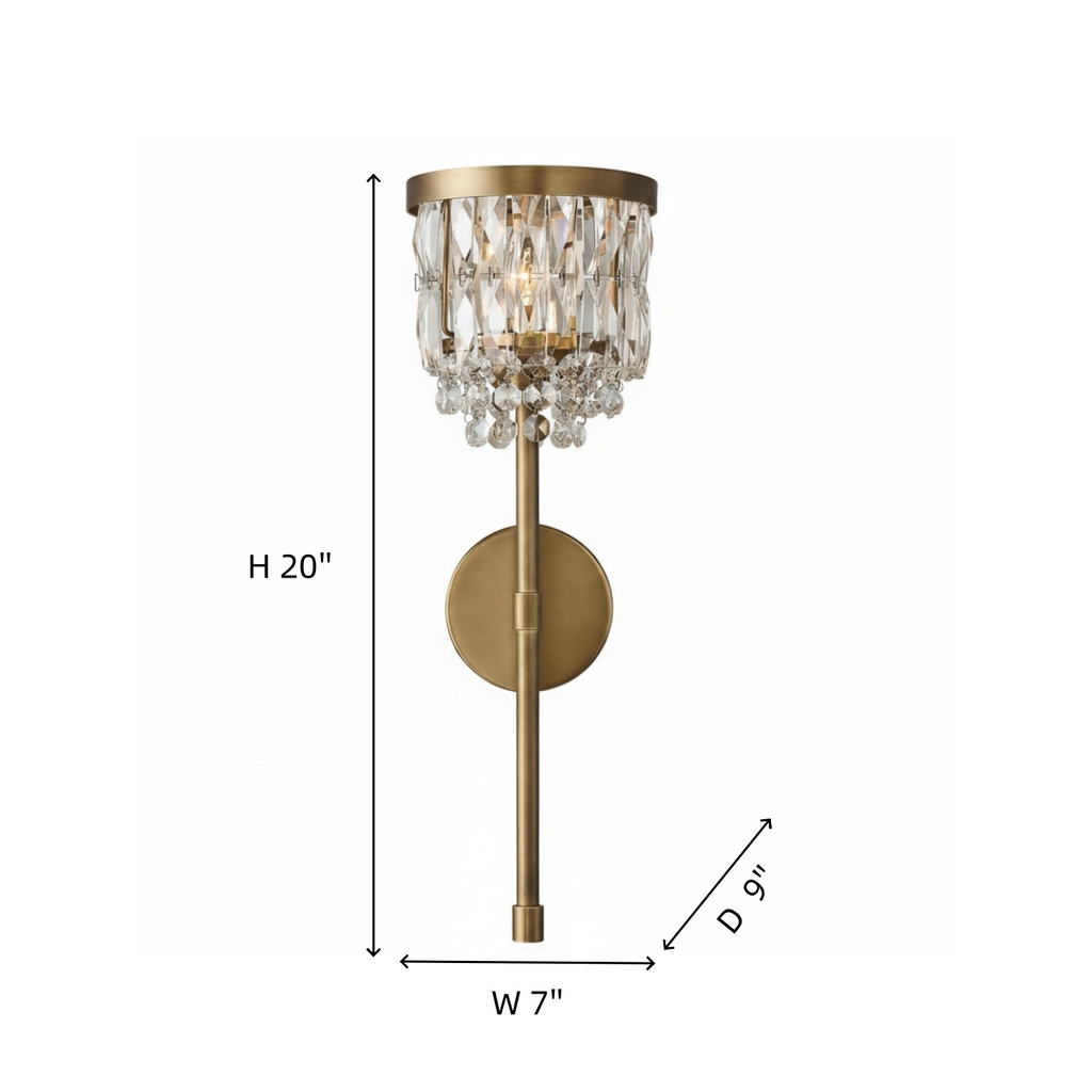 Elegant Metal Frame Crystal Prism Wall Sconce Fixture