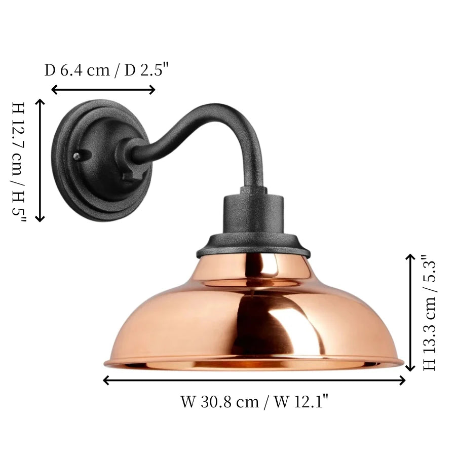 Industrial Outdoor Dome Metal Wall Light