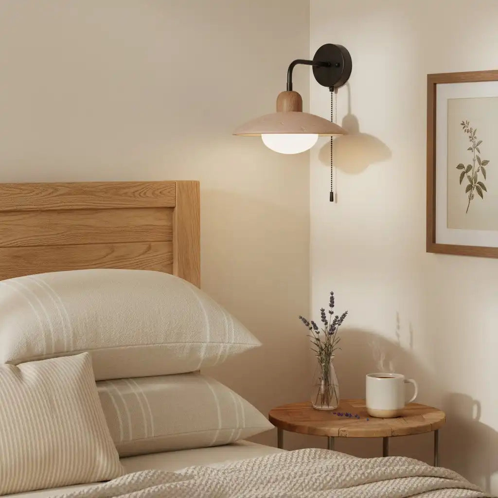 Modern Circular Disc Travertine Wall Light