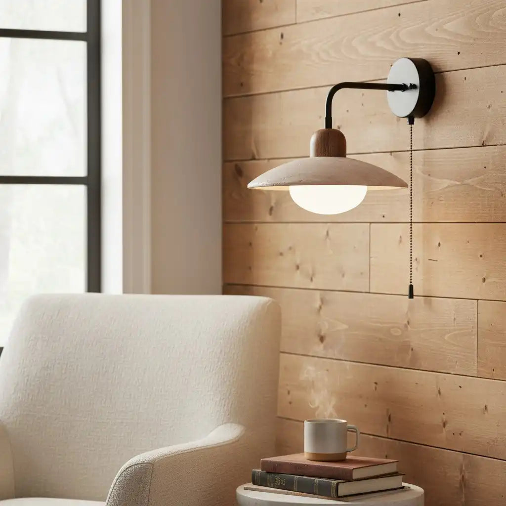 Modern Circular Disc Travertine Wall Light