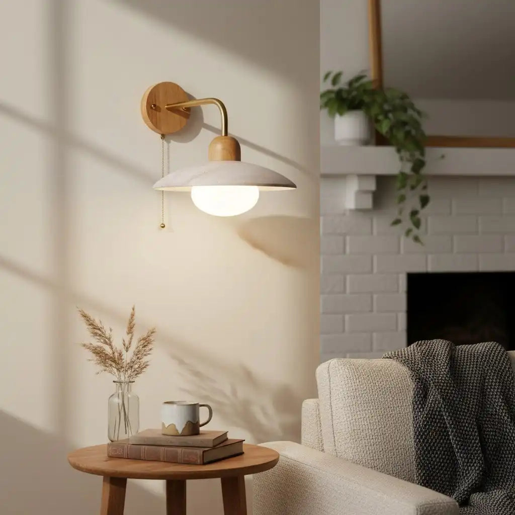 Modern Circular Disc Travertine Wall Light