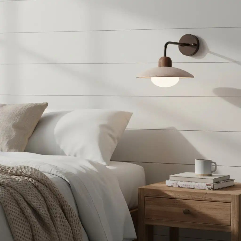 Modern Circular Disc Travertine Wall Light