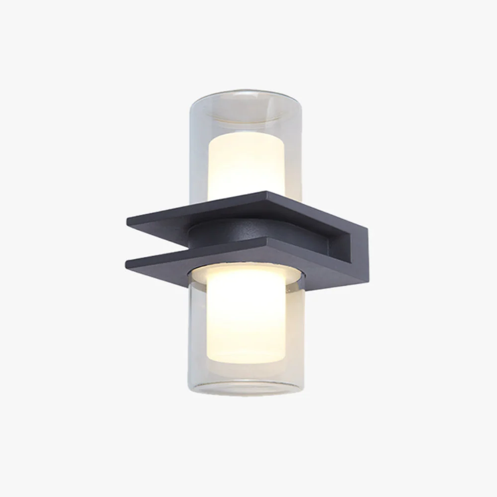 Modern Dual Head Glass Outdoor Wall Light