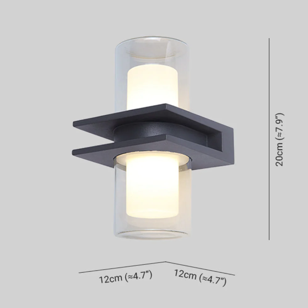 Modern Dual Head Glass Outdoor Wall Light