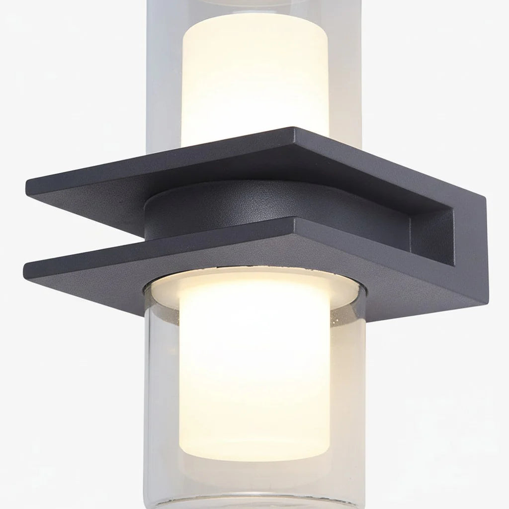 Modern Dual Head Glass Outdoor Wall Light