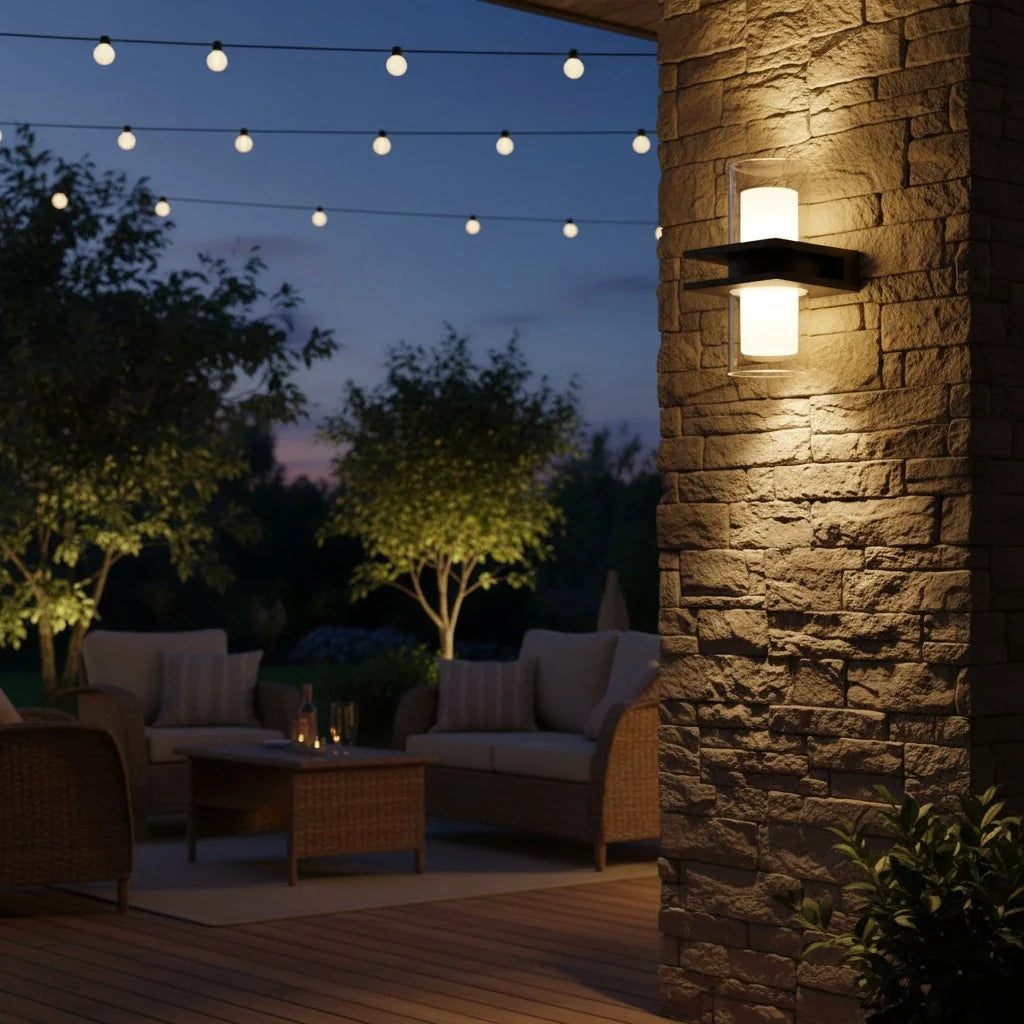 Modern Dual Head Glass Outdoor Wall Light