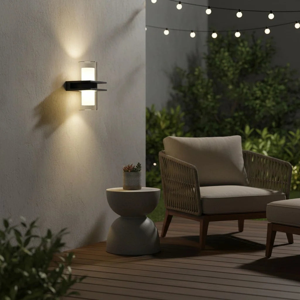 Modern Dual Head Glass Outdoor Wall Light