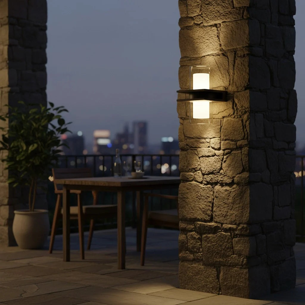 Modern Dual Head Glass Outdoor Wall Light