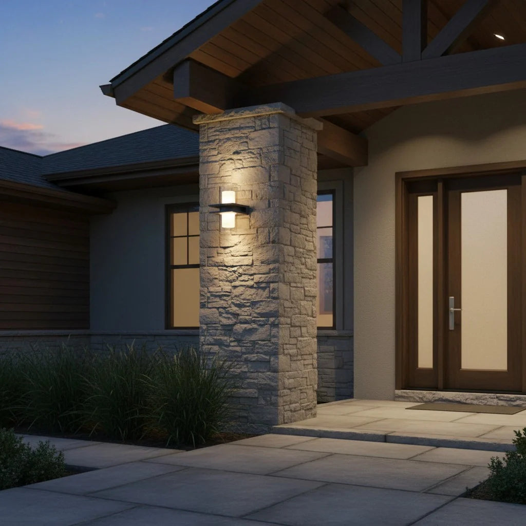 Modern Dual Head Glass Outdoor Wall Light