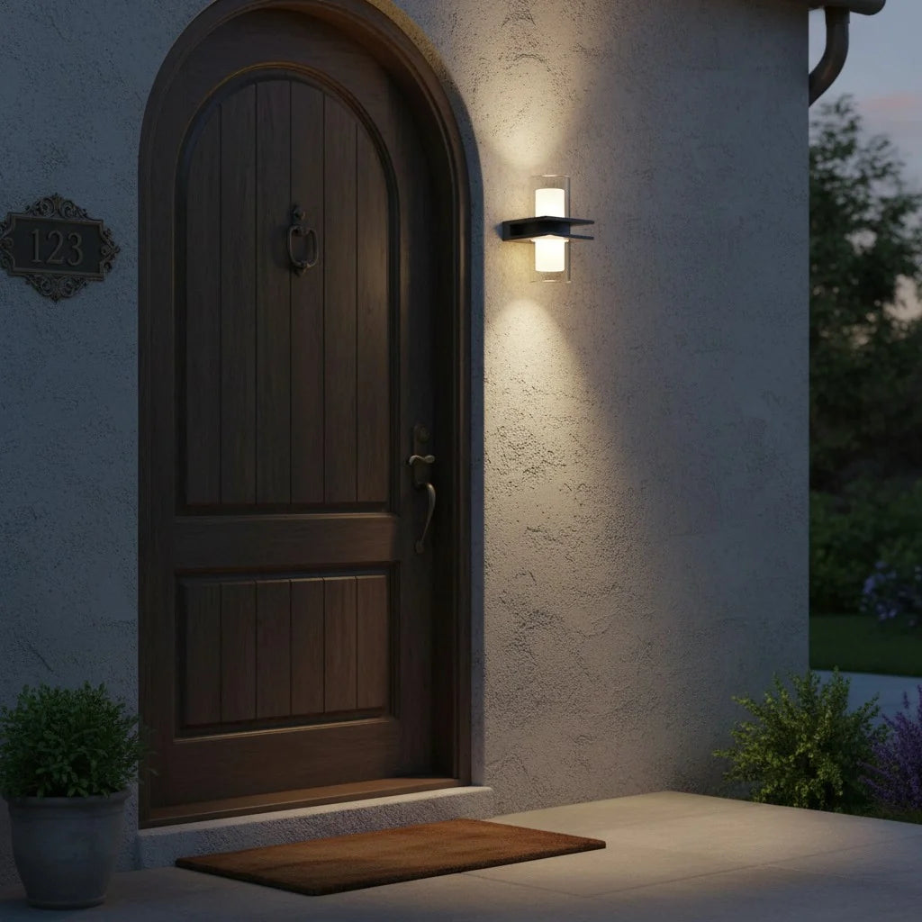 Modern Dual Head Glass Outdoor Wall Light