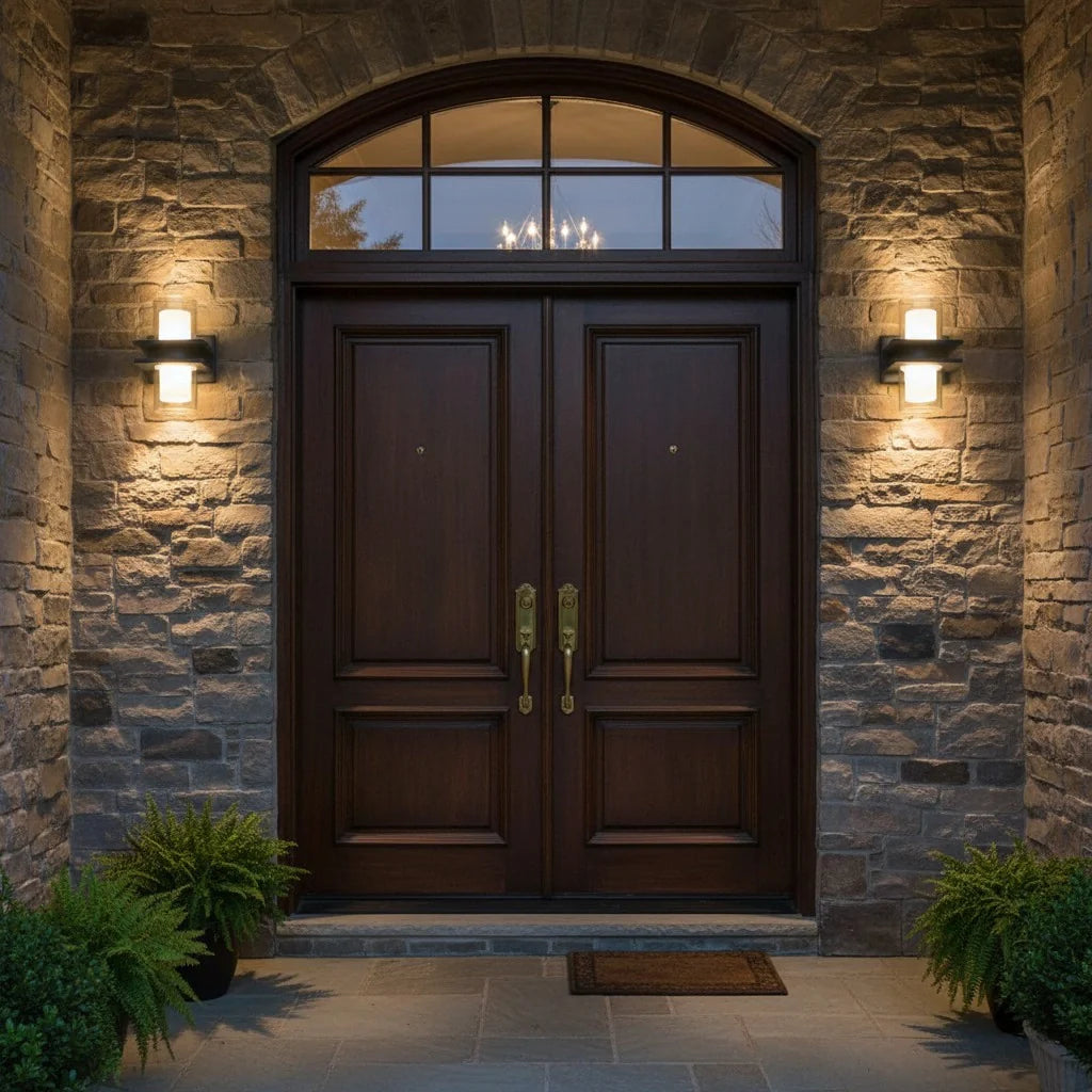Modern Dual Head Glass Outdoor Wall Light