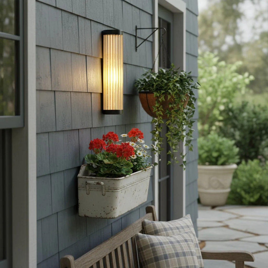 Modern Outdoor Cylinder Glass Wall Light