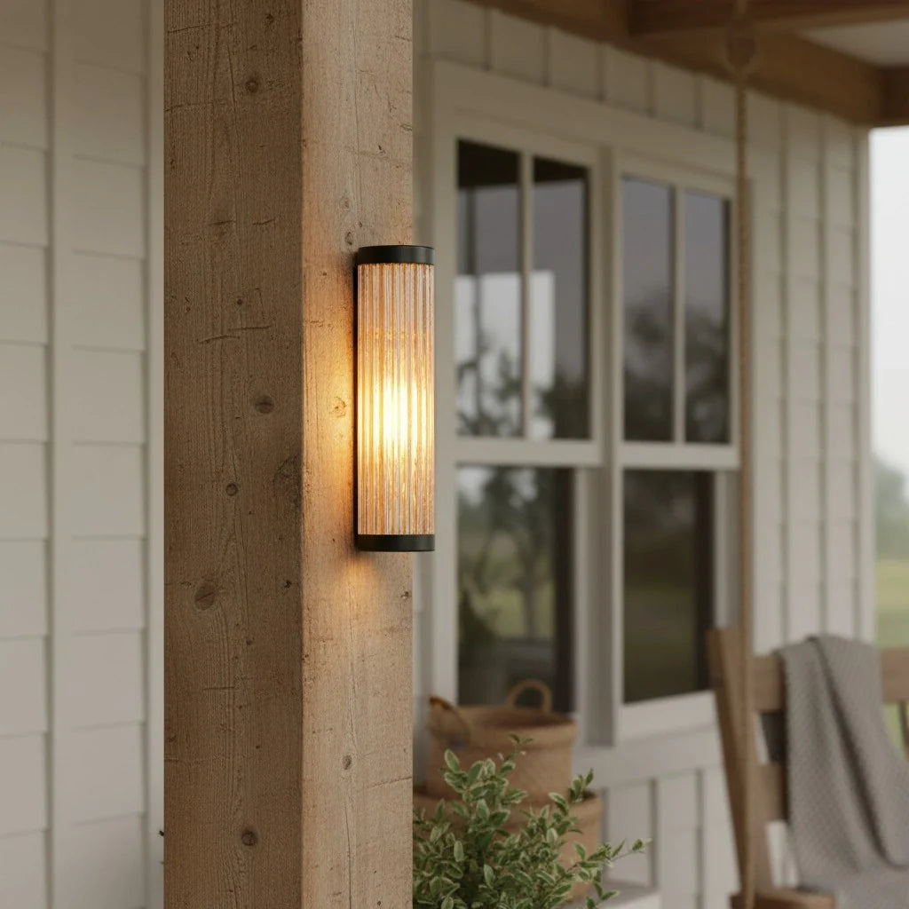 Modern Outdoor Cylinder Glass Wall Light