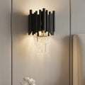 Modern Metal & Clear Crystal Cylindrical Wall Sconce