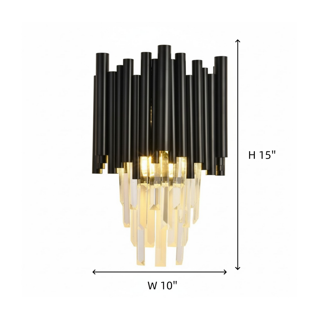 Modern Metal & Clear Crystal Cylindrical Wall Sconce