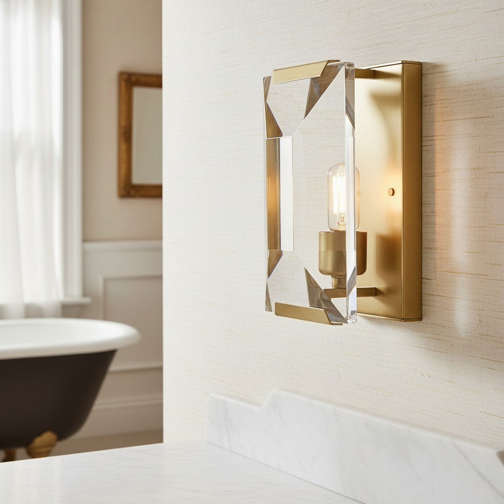 Modern Crystal Rectangular Wall Sconce Lighting Fixture