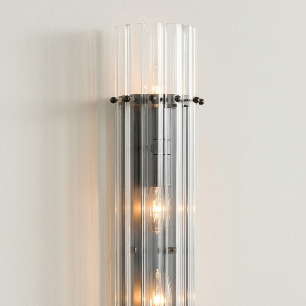Modern Glam Crystal Dual Cylindrical Wall Sconce