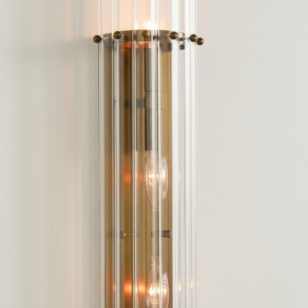 Modern Glam Crystal Dual Cylindrical Wall Sconce