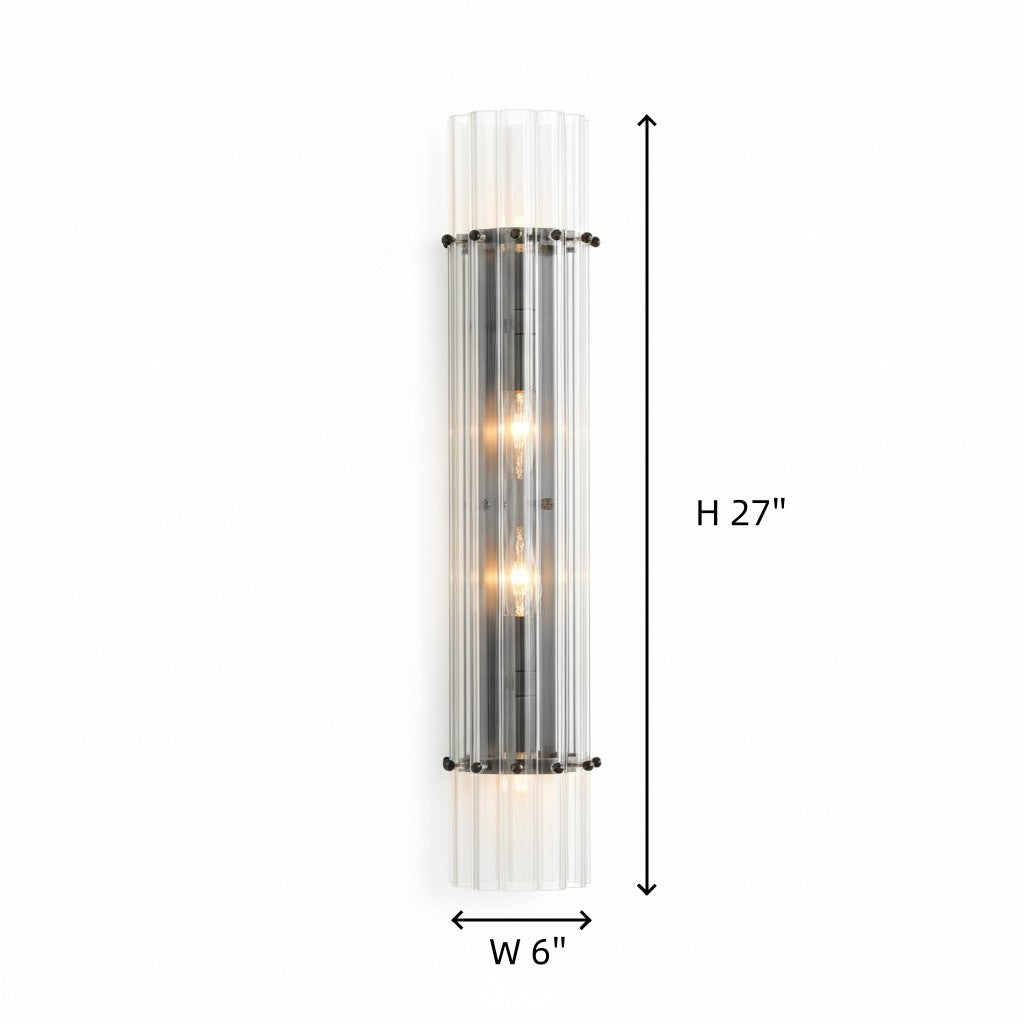 Modern Glam Crystal Dual Cylindrical Wall Sconce