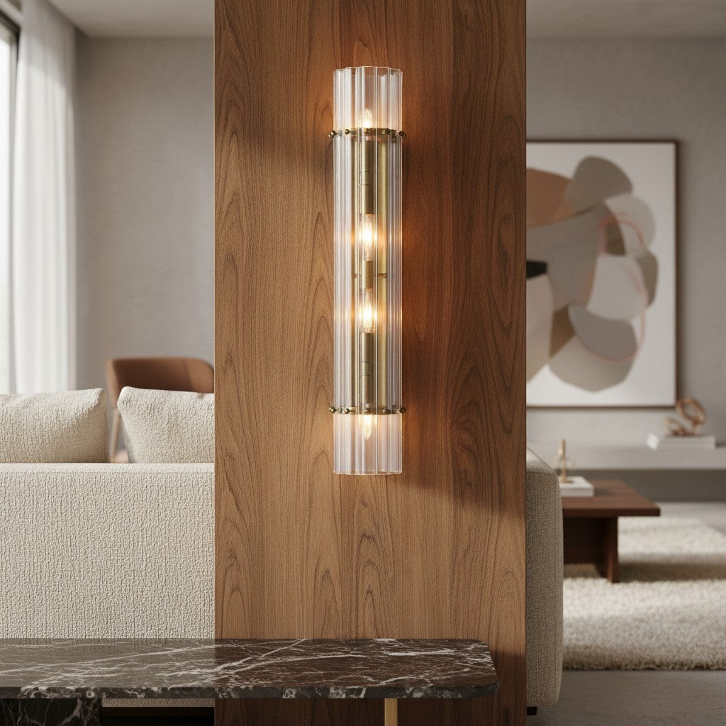 Modern Glam Crystal Dual Cylindrical Wall Sconce