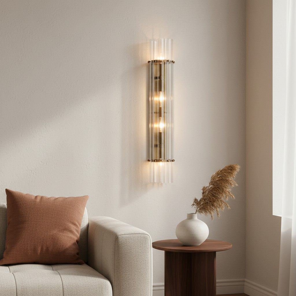 Modern Glam Crystal Dual Cylindrical Wall Sconce