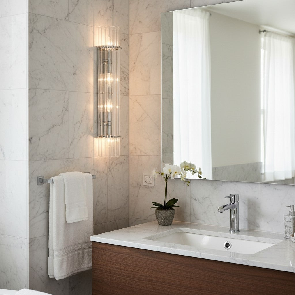 Modern Glam Crystal Dual Cylindrical Wall Sconce