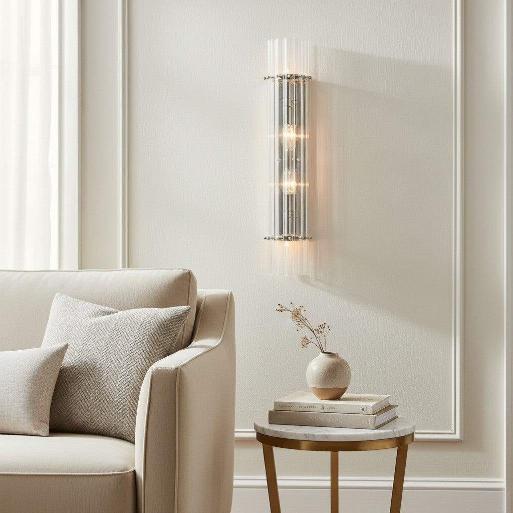 Modern Glam Crystal Dual Cylindrical Wall Sconce