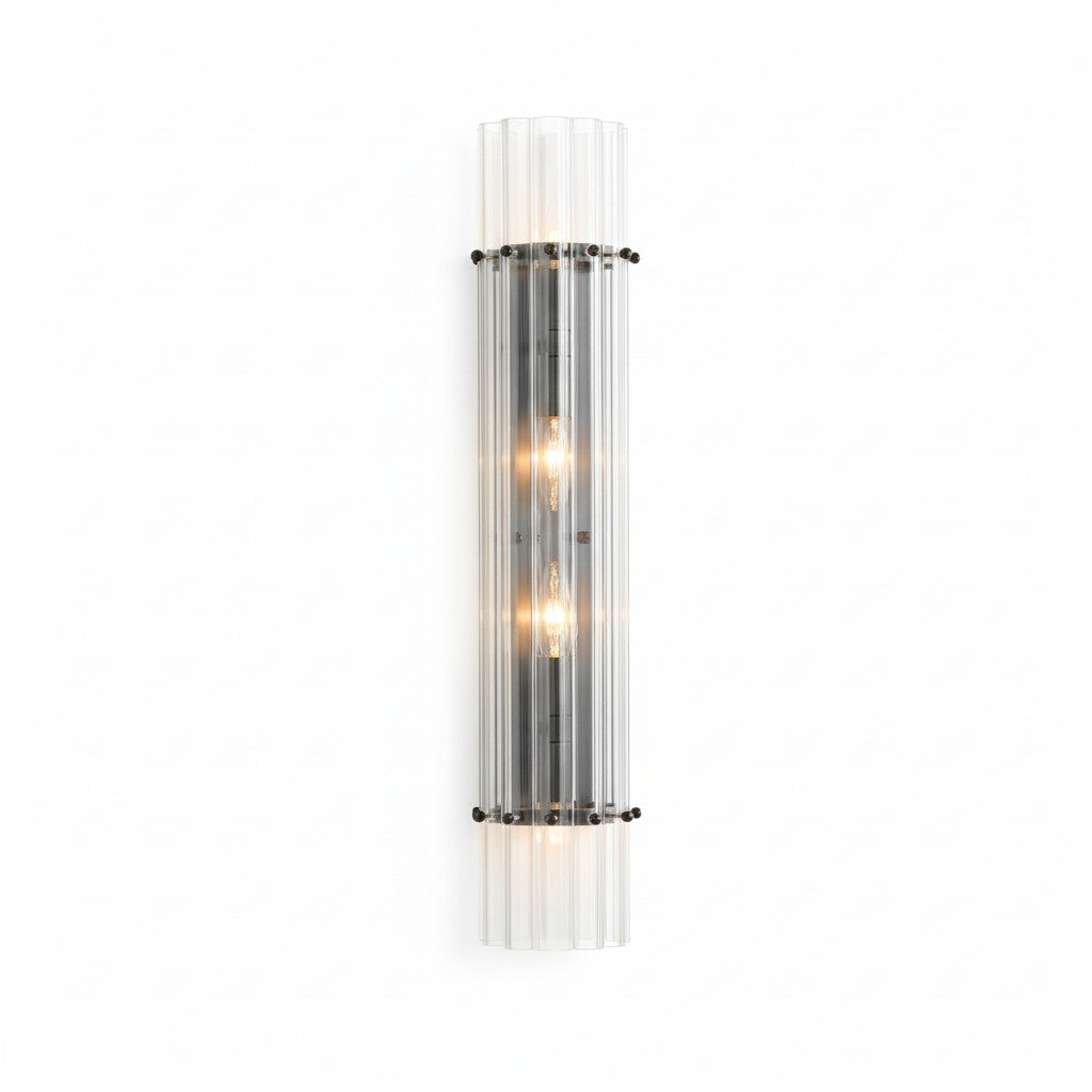 Modern Glam Crystal Dual Cylindrical Wall Sconce