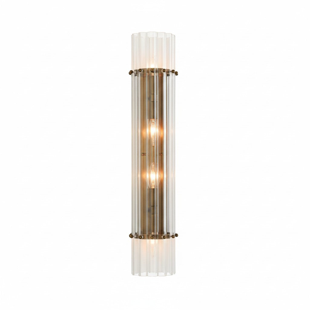 Modern Glam Crystal Dual Cylindrical Wall Sconce