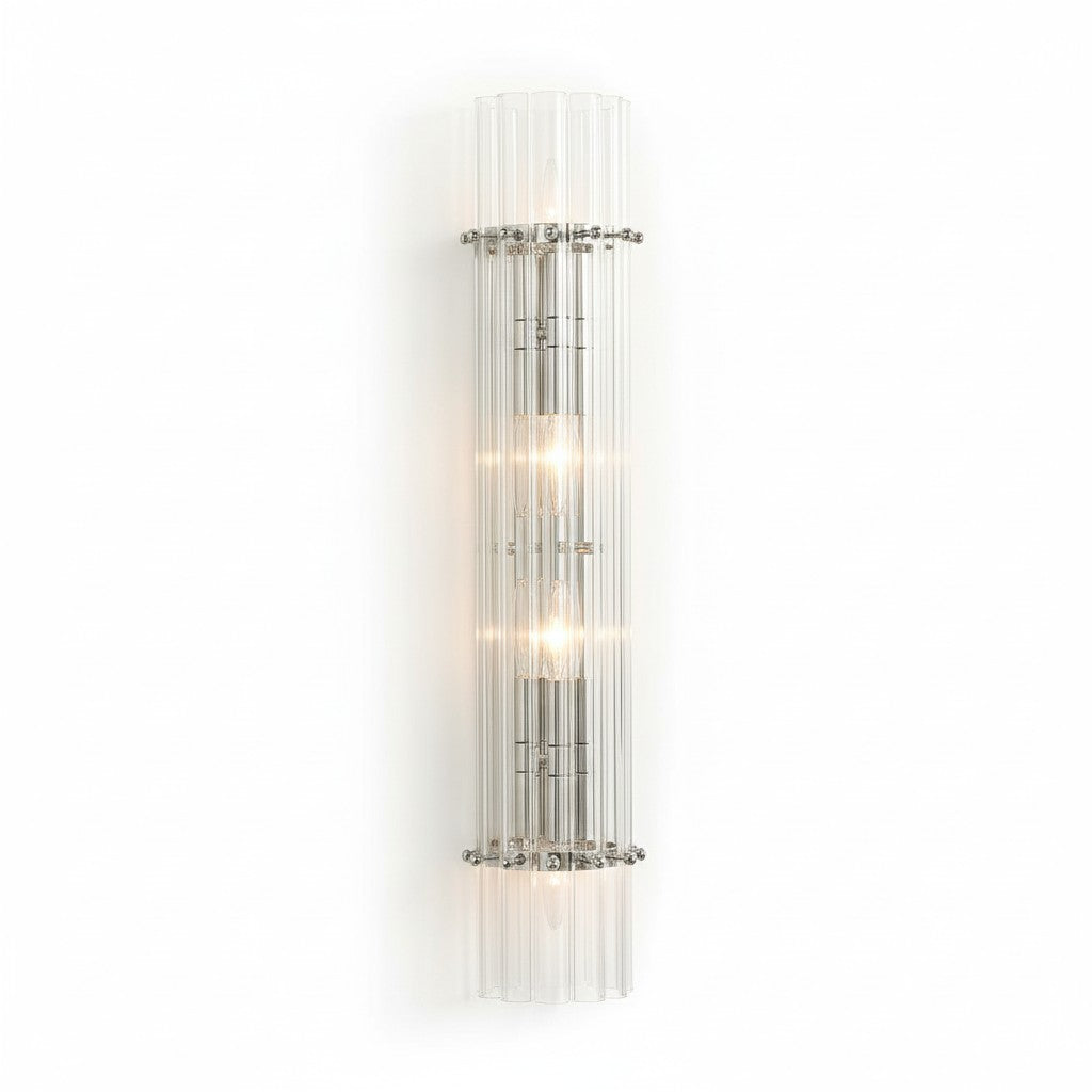 Modern Glam Crystal Dual Cylindrical Wall Sconce