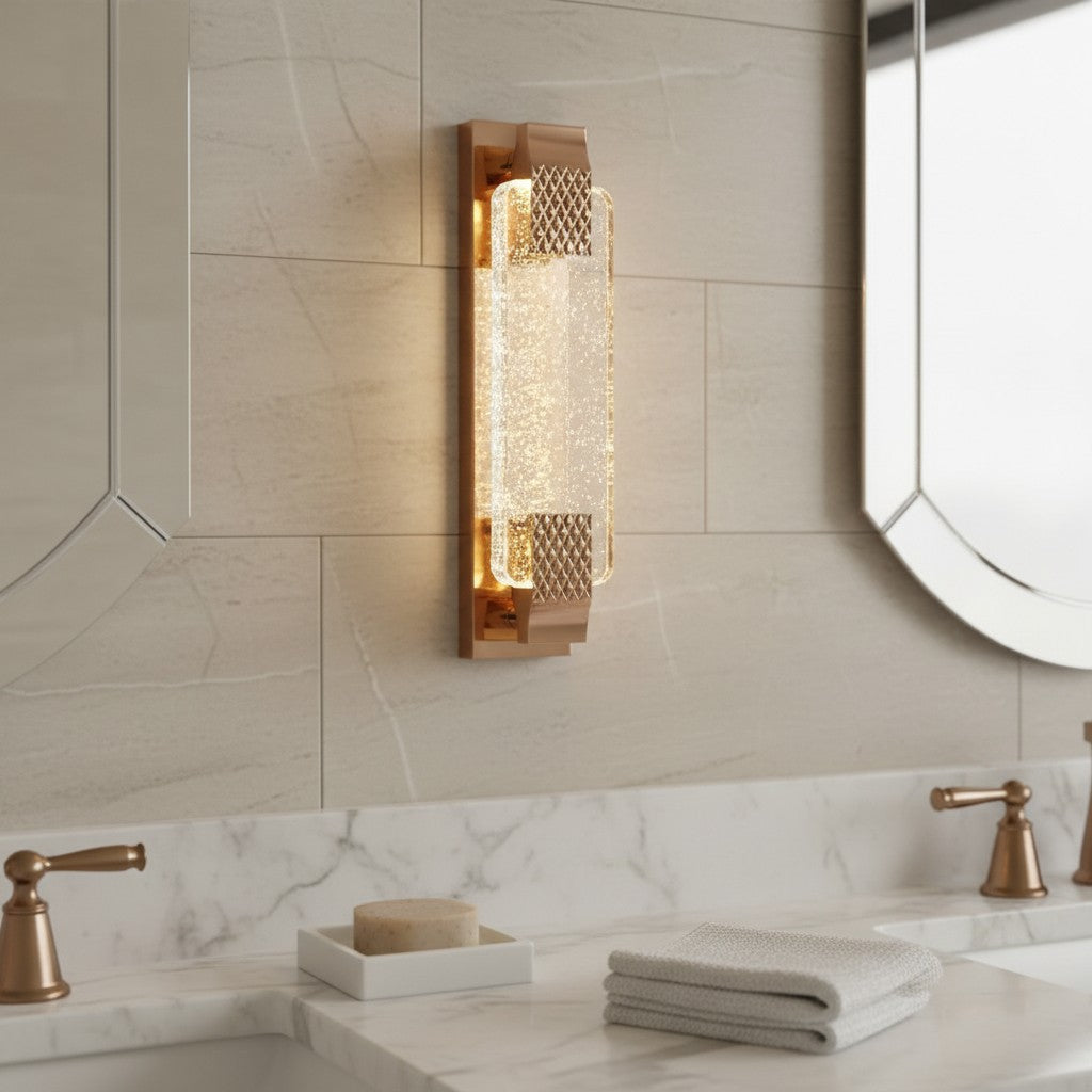 Modern Rose Gold Bubble Crystal Cylinder Wall Sconce