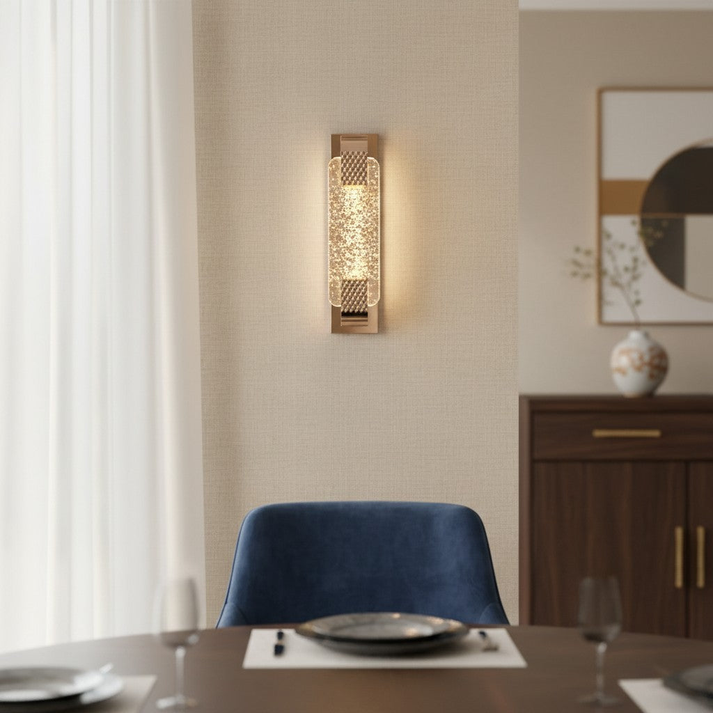 Modern Rose Gold Bubble Crystal Cylinder Wall Sconce