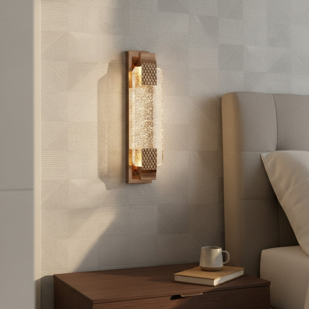 Modern Rose Gold Bubble Crystal Cylinder Wall Sconce