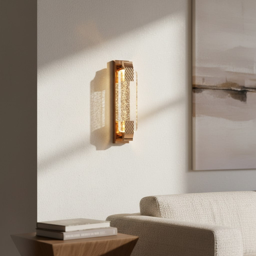 Modern Rose Gold Bubble Crystal Cylinder Wall Sconce