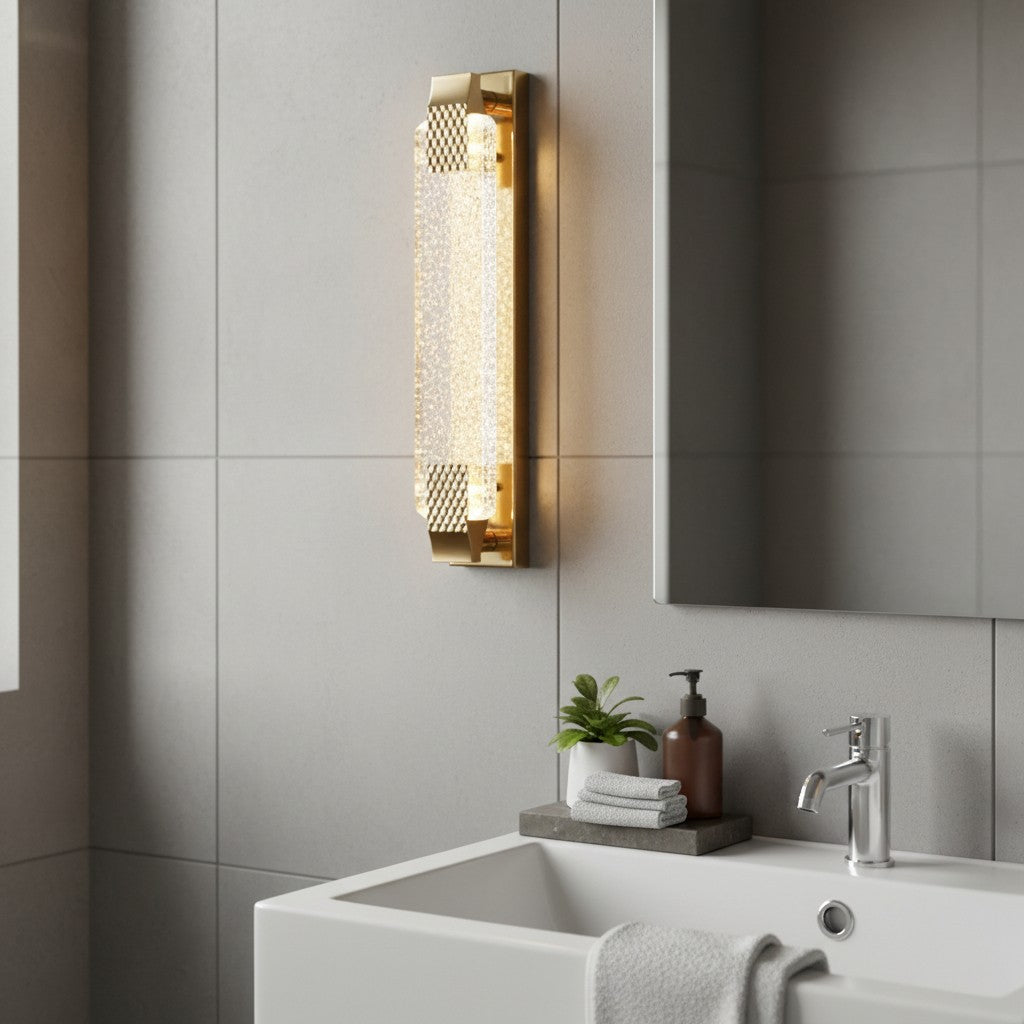 Modern Rose Gold Bubble Crystal Cylinder Wall Sconce