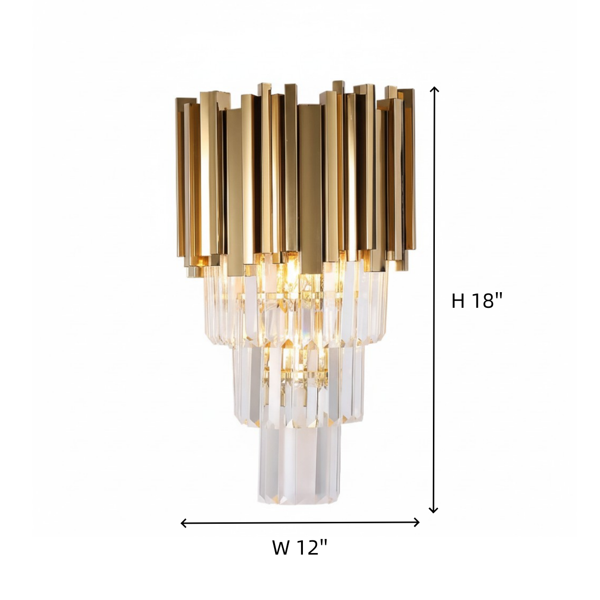 Modern Metal & Clear Crystal Cylindrical Wall Sconce