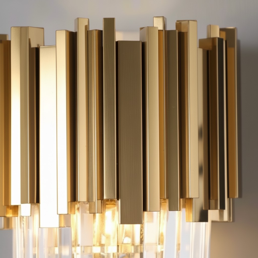 Modern Metal & Clear Crystal Cylindrical Wall Sconce