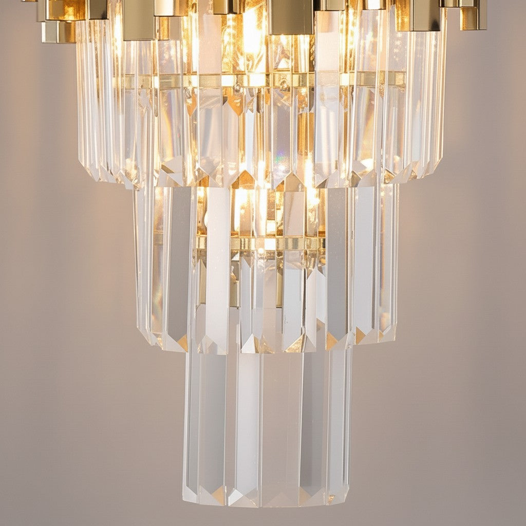 Modern Metal & Clear Crystal Cylindrical Wall Sconce