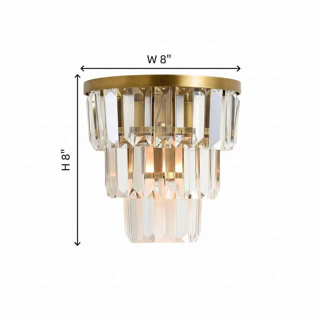 Modern Luxury Crystal Tiered Cylindrical Wall Sconce