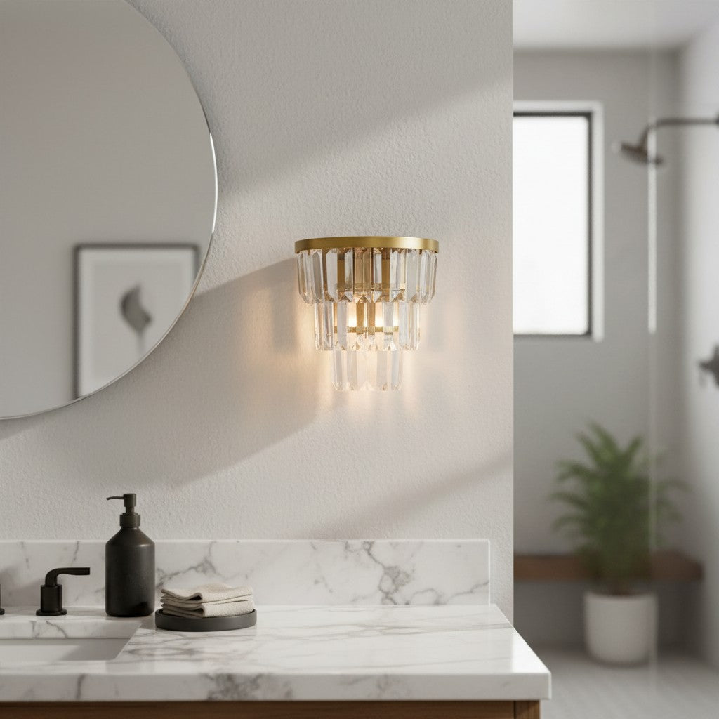 Modern Luxury Crystal Tiered Cylindrical Wall Sconce
