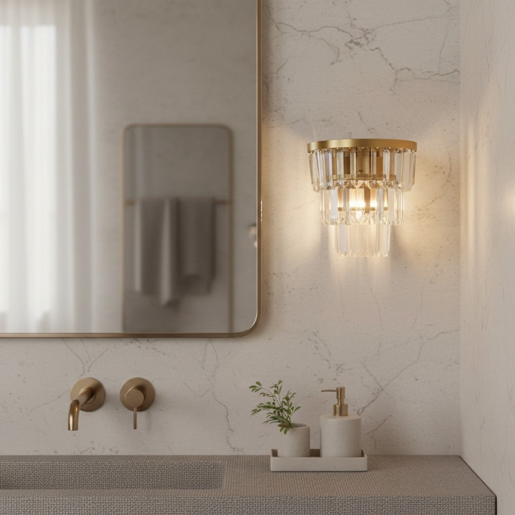 Modern Luxury Crystal Tiered Cylindrical Wall Sconce