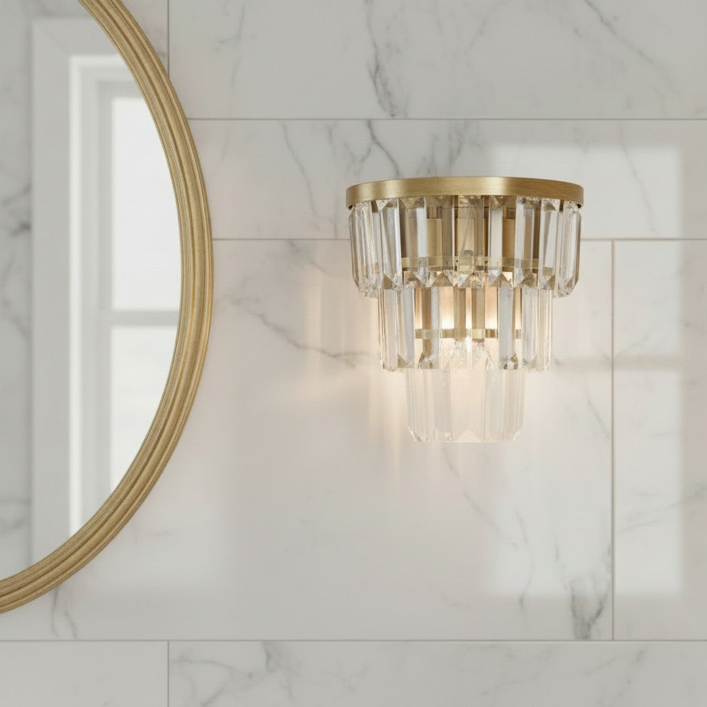 Modern Luxury Crystal Tiered Cylindrical Wall Sconce