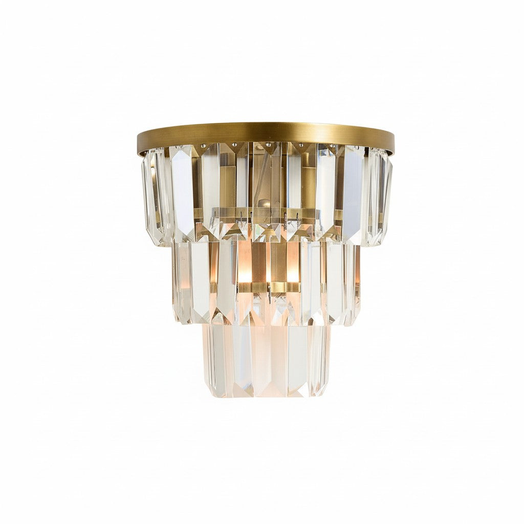 Modern Luxury Crystal Tiered Cylindrical Wall Sconce