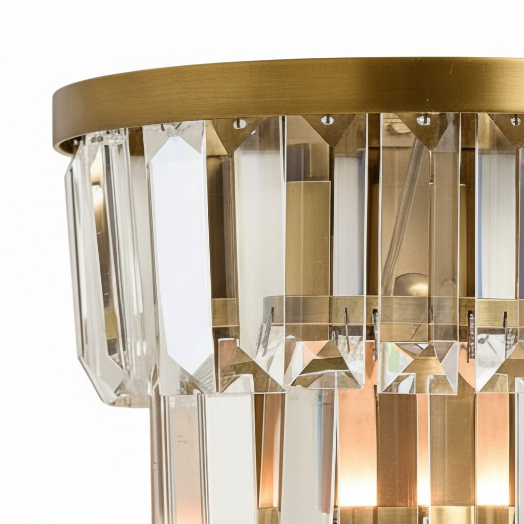 Modern Luxury Crystal Tiered Cylindrical Wall Sconce