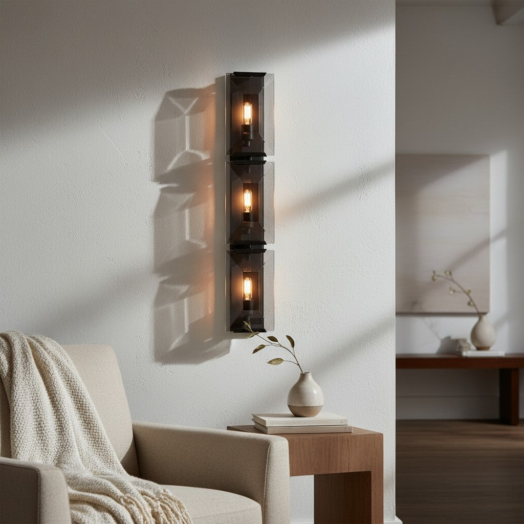 Modern Metal & Crystal Vertical Wall Sconce