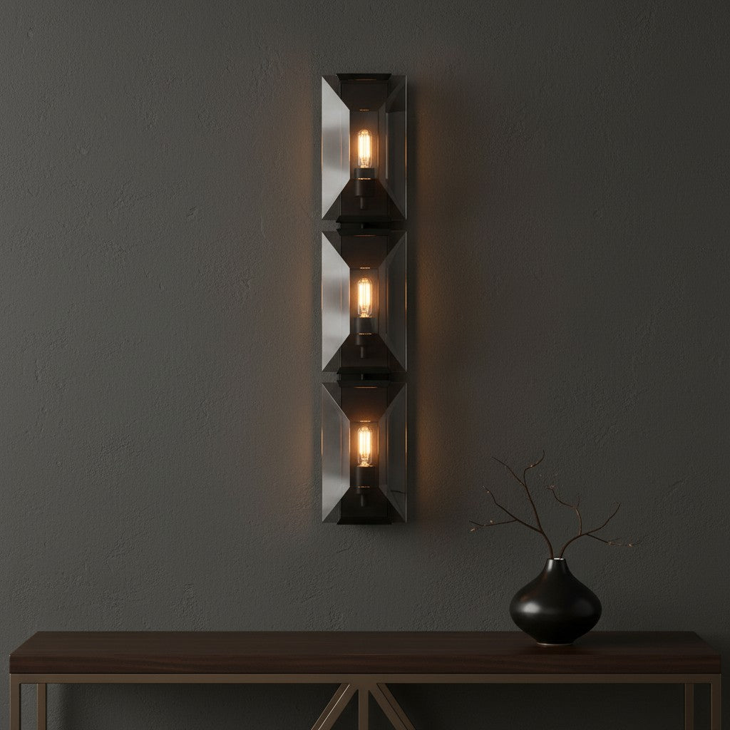 Modern Metal & Crystal Vertical Wall Sconce